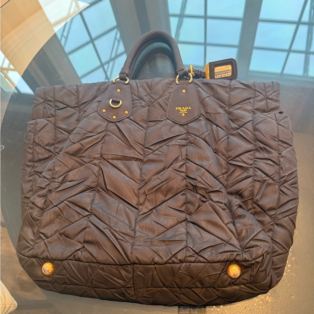 Prada black gently used Quilted Tote Bag